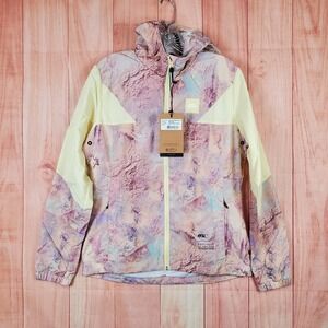 Picture Scale Printed Windbreaker Jacket Womens‎ Medium Geology Cream Mesh Lined